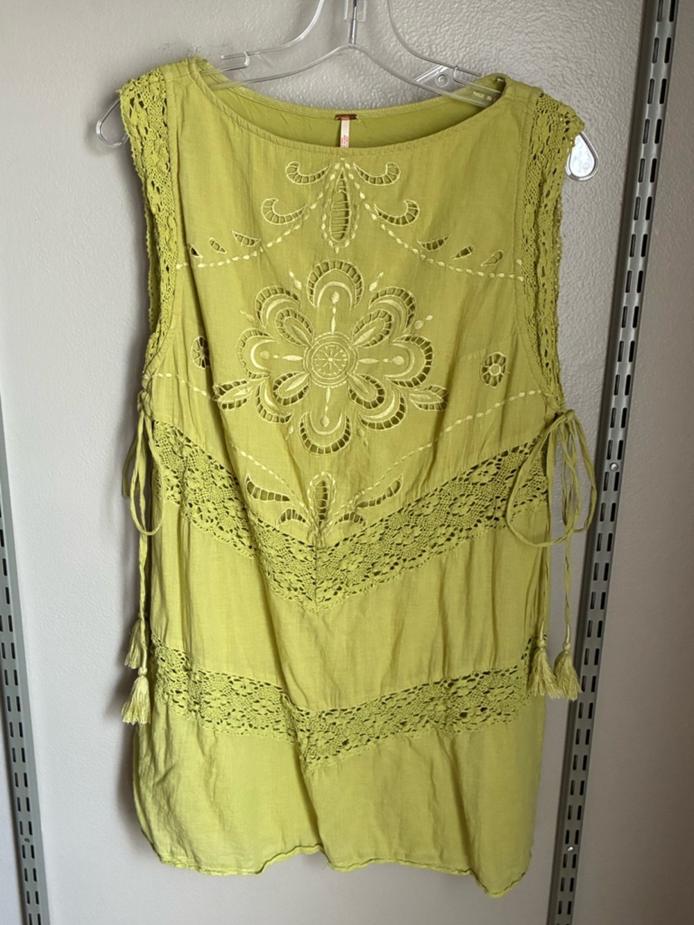 Free People - Green Embroidery & Cutout Mini Dress
